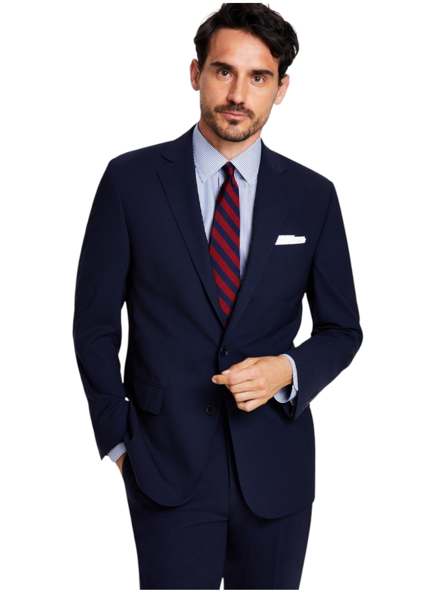 Brooks Brothers Mens Regular fit Suit Jacket Blazer 38 R Navy Blue Solid Stretch