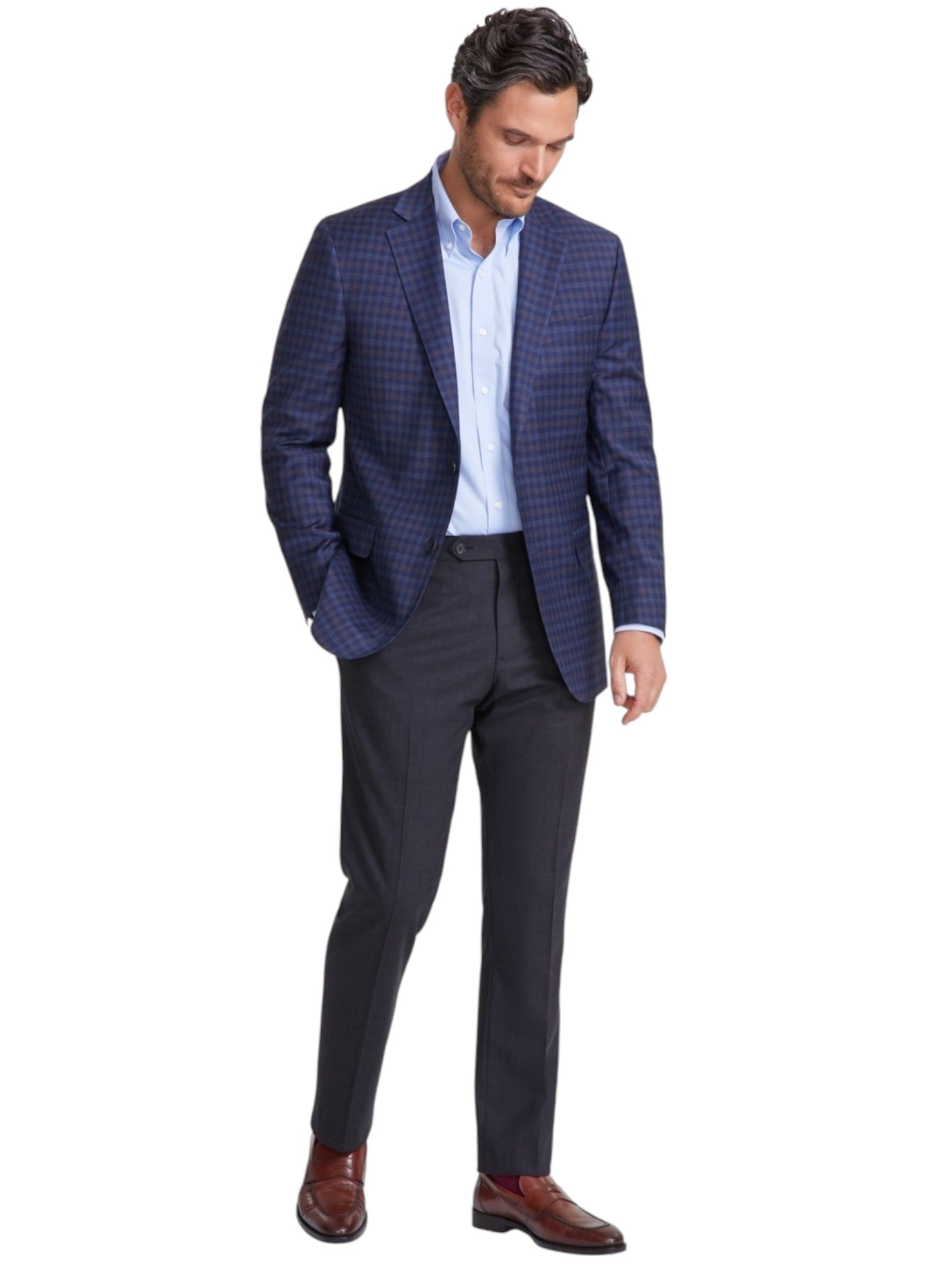 Brooks Brothers Mens Classic fit Sport Coat Blazer 40 R Navy Blue Plaid