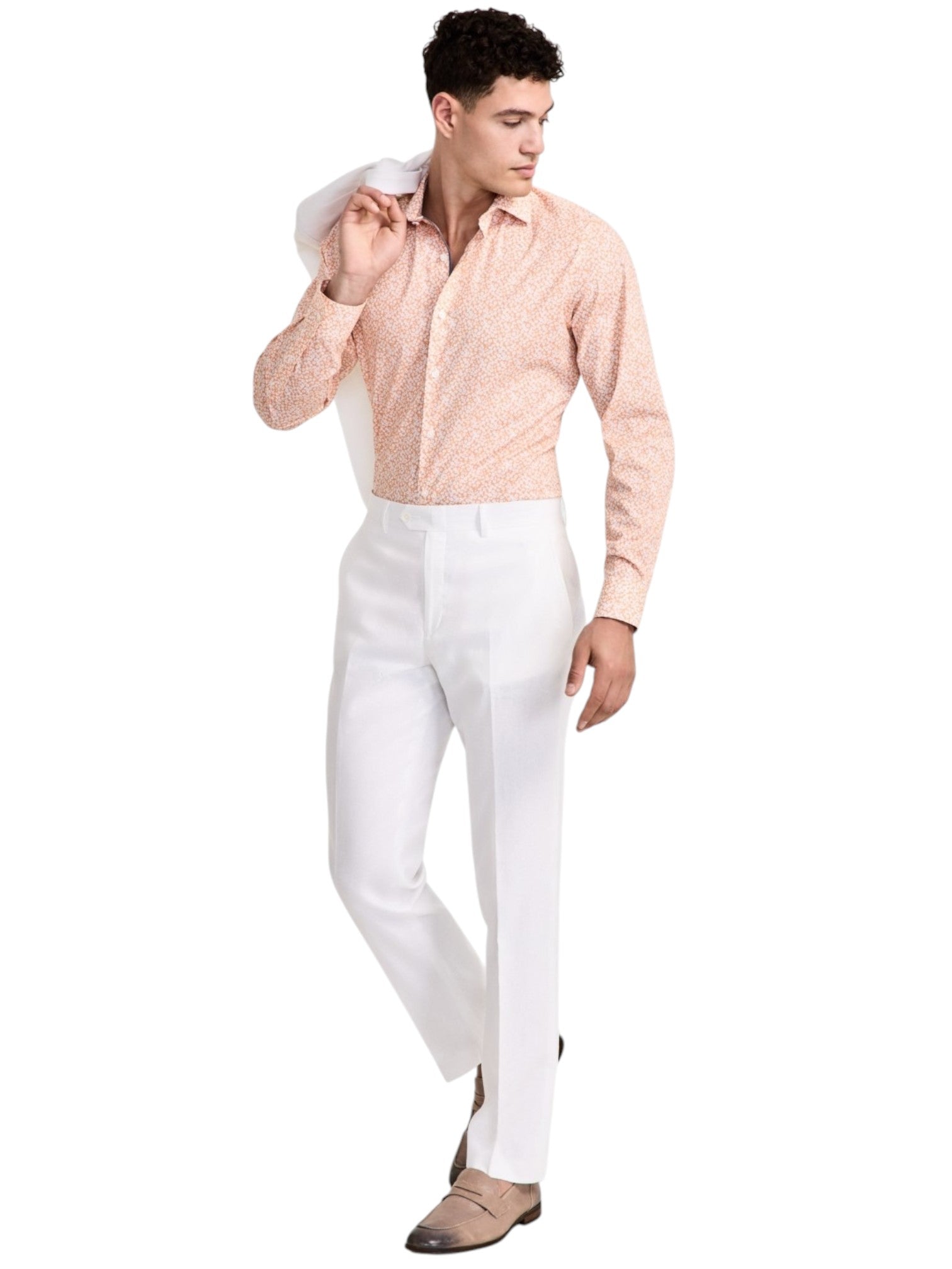 Bar Iii Mens Slim fit Dress Pants 36 / 34 White Solid Stretch Linen