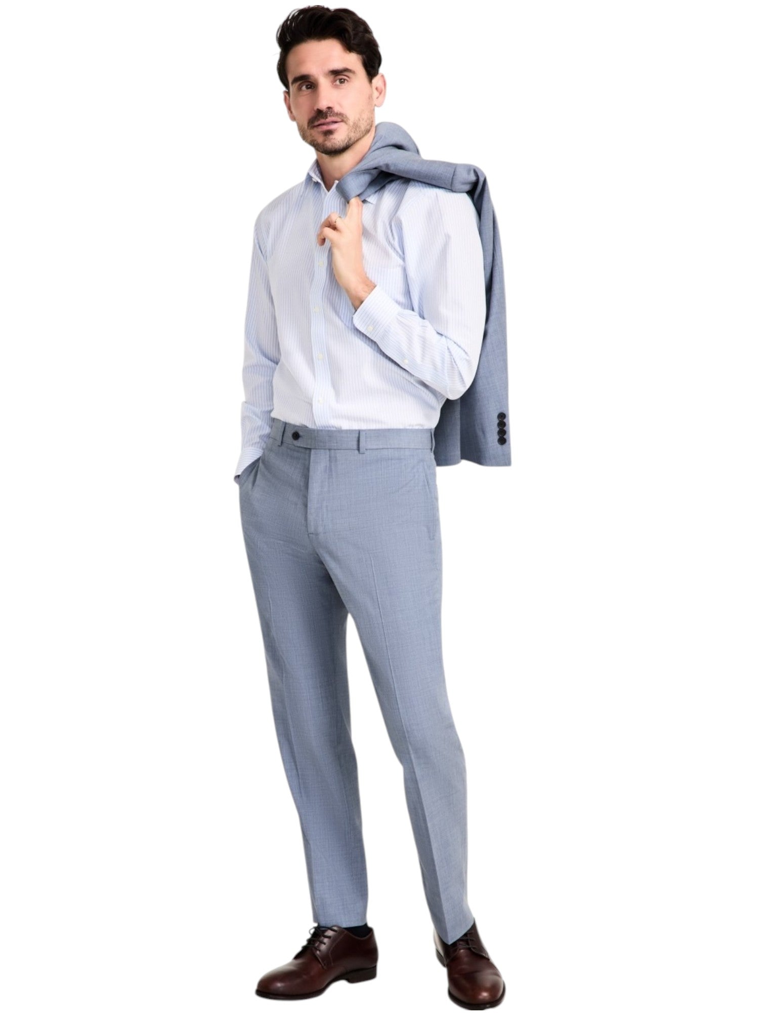 Brooks Brothers Mens Classic fit Dress Pants 44 / 32 Powder Blue Stretch Wool