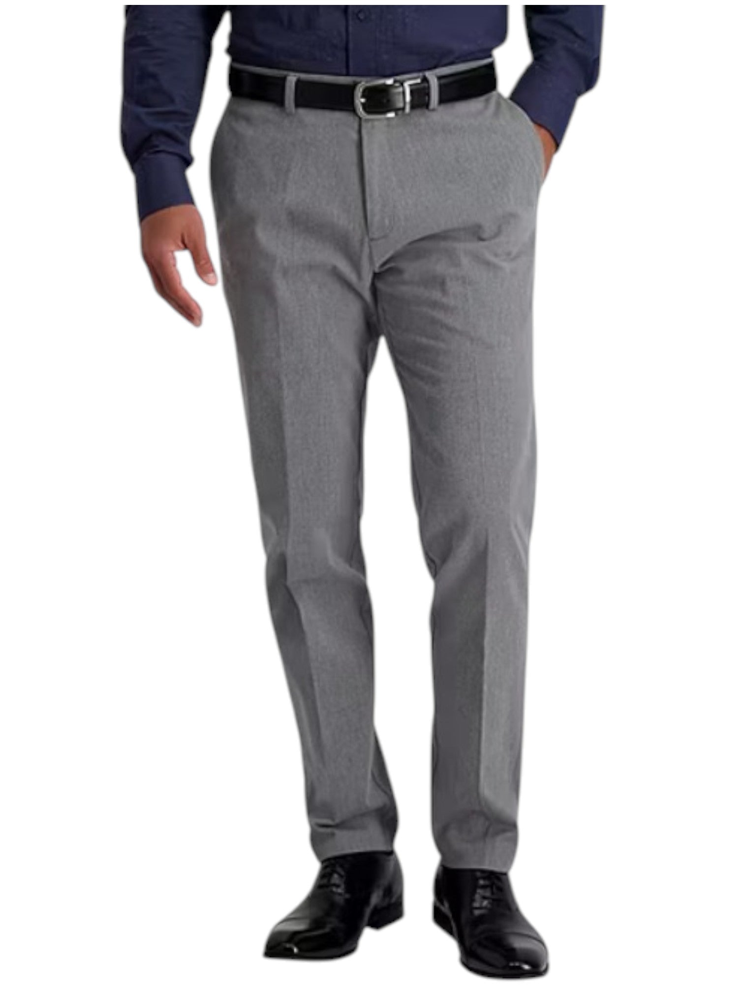 Haggar Mens Slim fit Cotton Dress Pants 34 / 32 Grey Solid