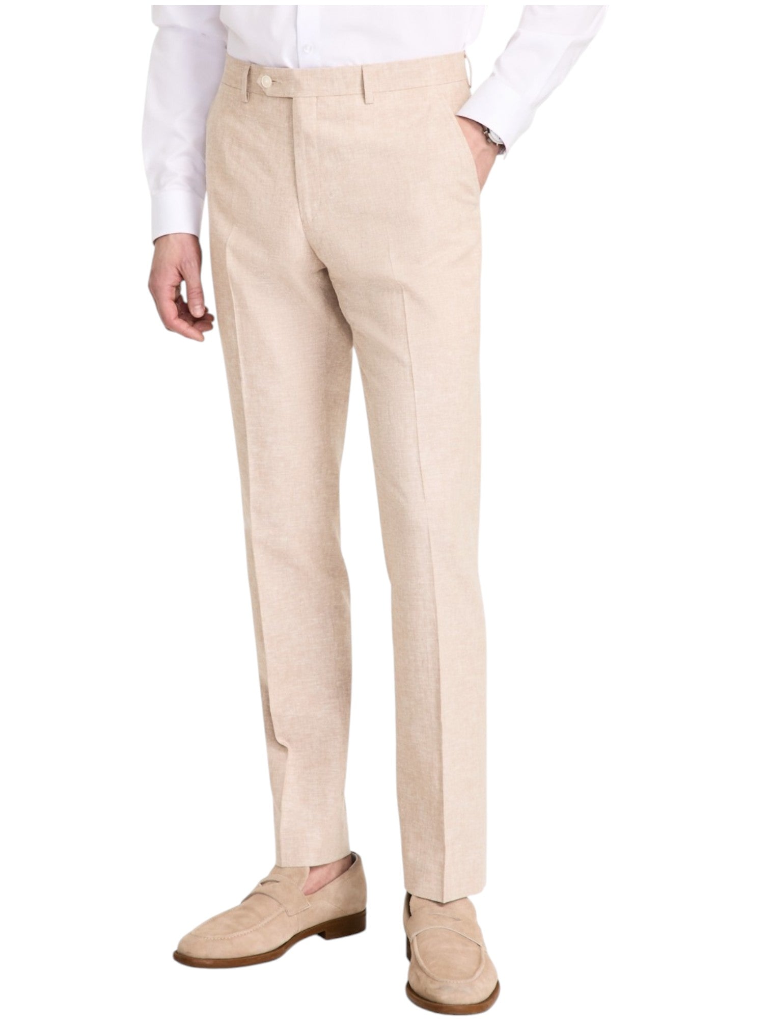 Tommy Hilfiger Mens Modern fit Dress Pants 38 / 30 Beige Solid Linen
