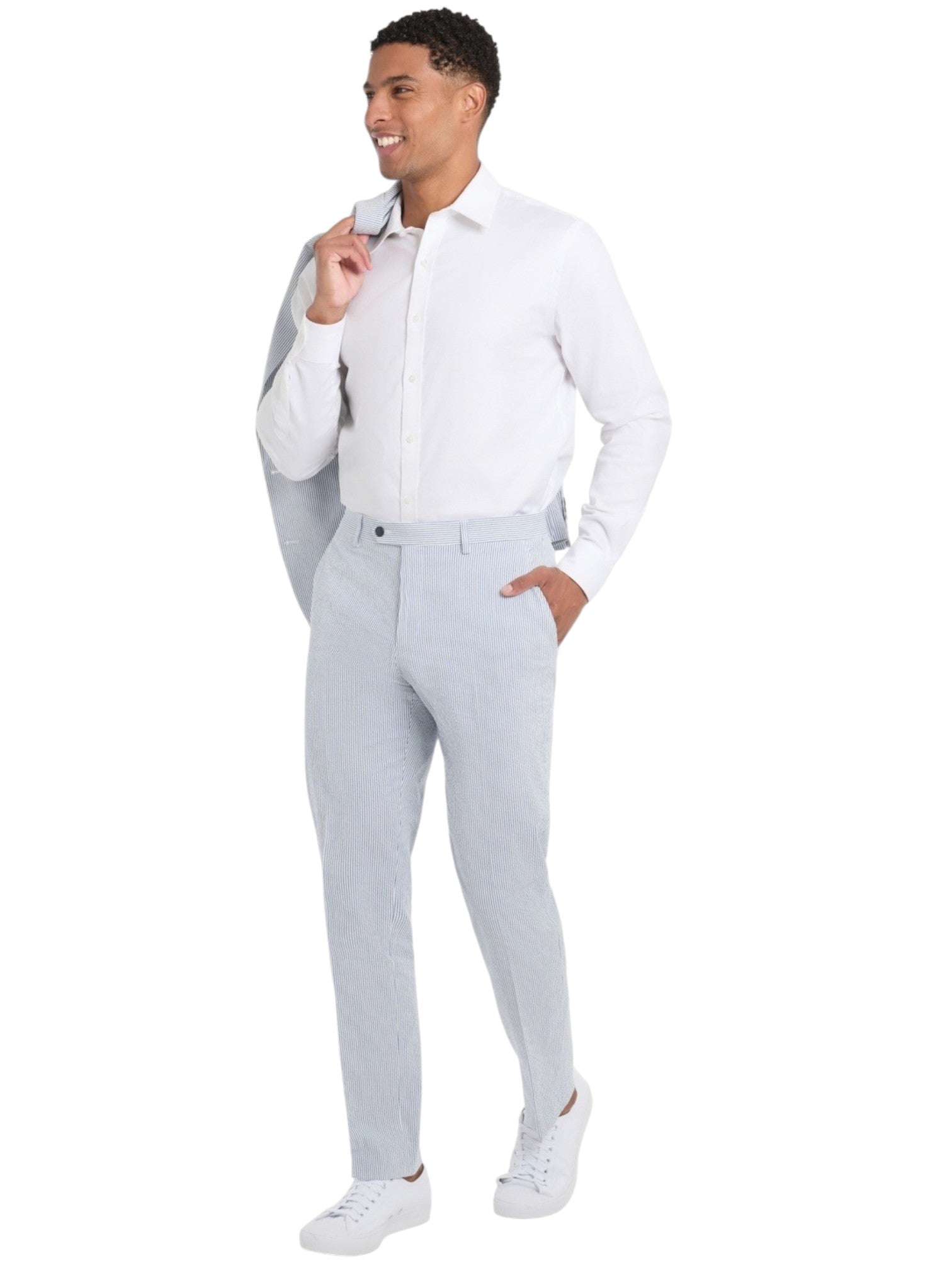Tommy Hilfiger Mens Modern fit Dress Pants 36 / 29 Blue Striped