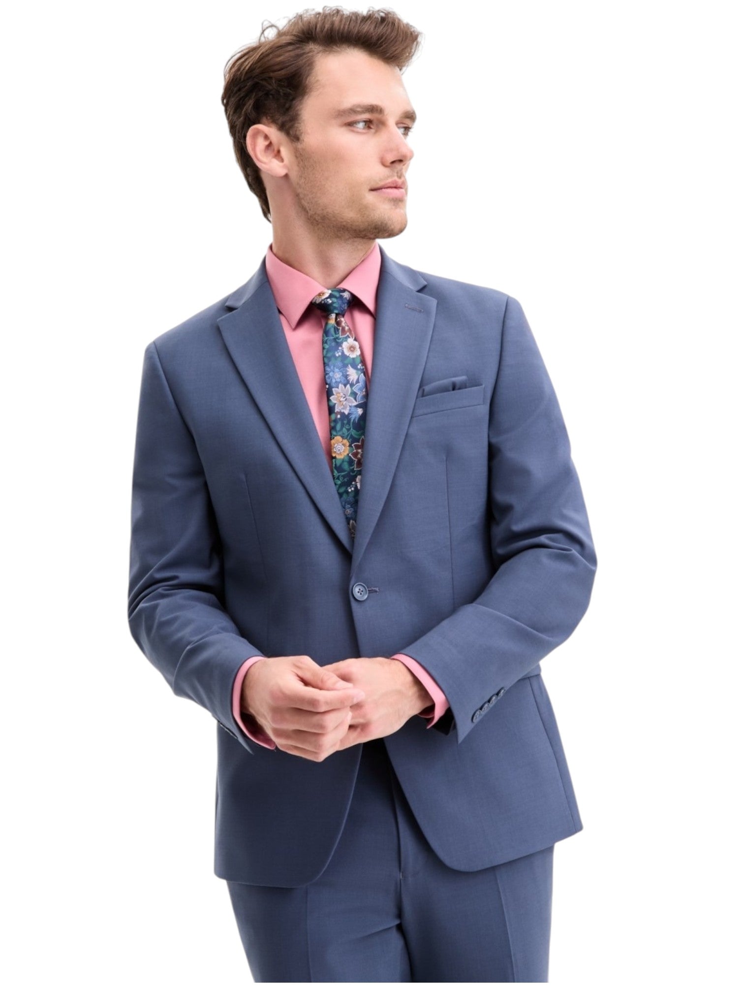 Bar Iii Mens Slim fit Suit Jacket Blazer 42 S Blue Solid Stretch Wool
