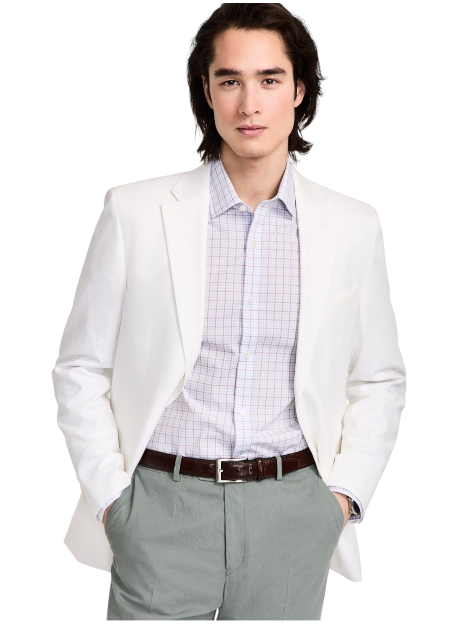 Tommy Hilfiger Mens Modern fit Sport Coat Blazer 42 L White Solid Linen