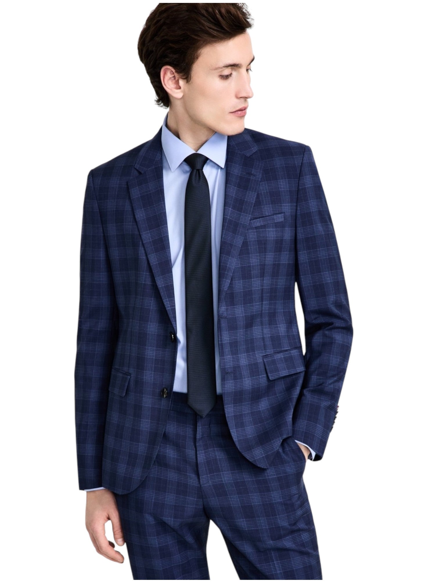 Hugo Boss Mens Modern fit Suit Jacket Blazer 42 R Blue Plaid