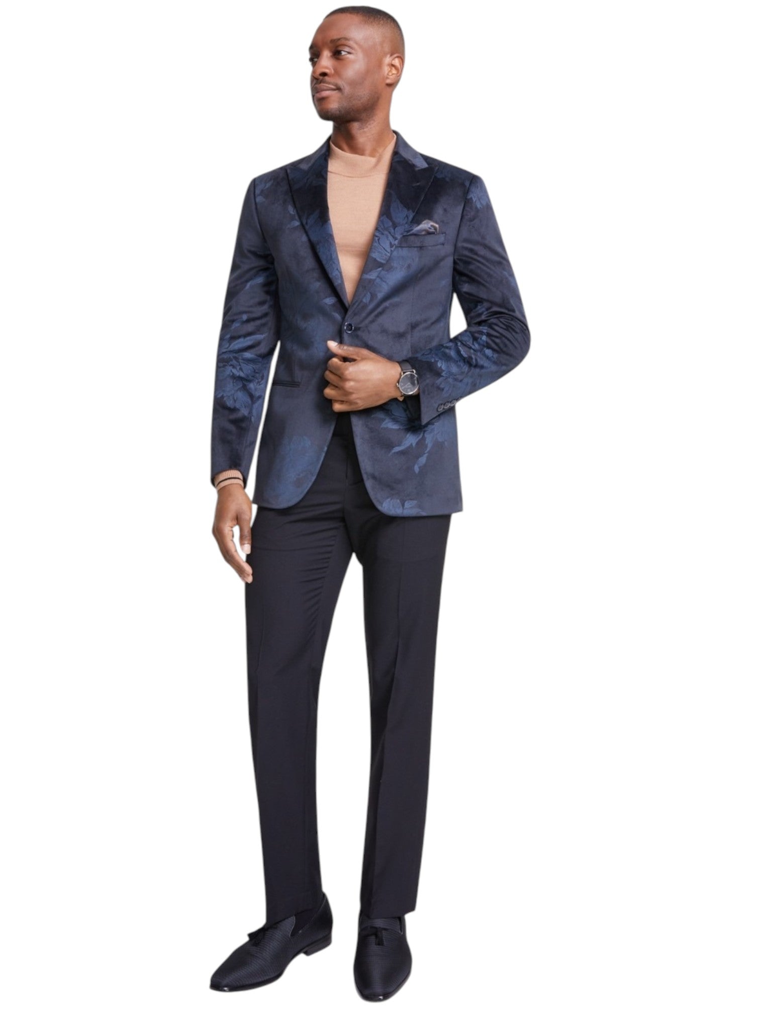 Tallia Mens Slim fit Sport Coat Blazer 40 R Black Floral