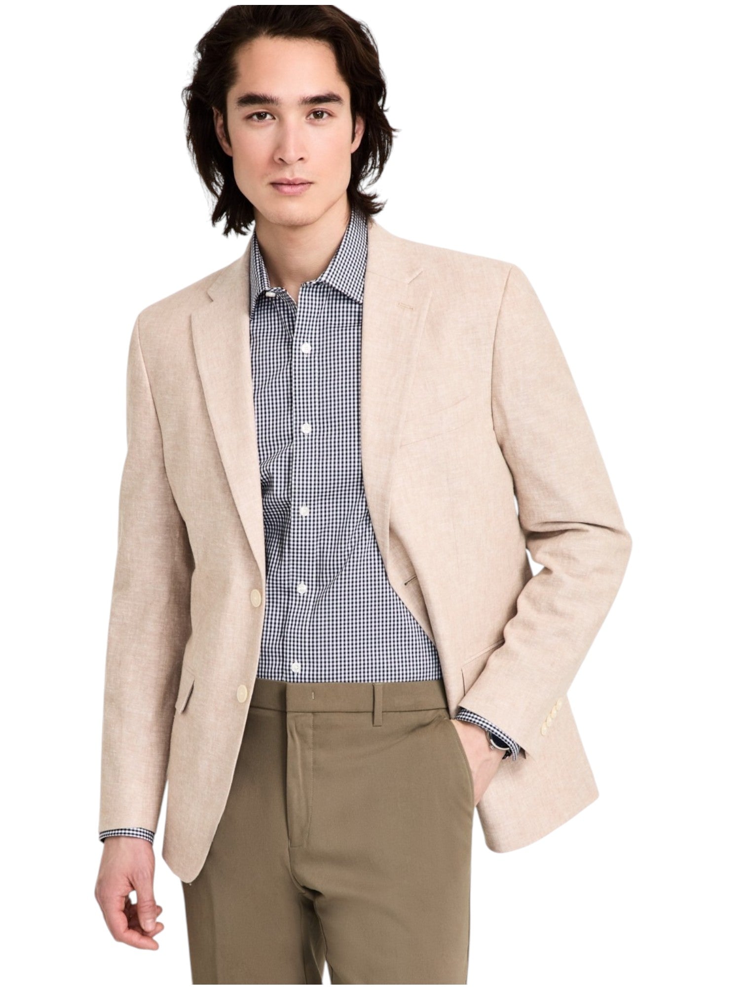 Tommy Hilfiger Mens Modern fit Sport Coat Blazer 40 L Beige Linen