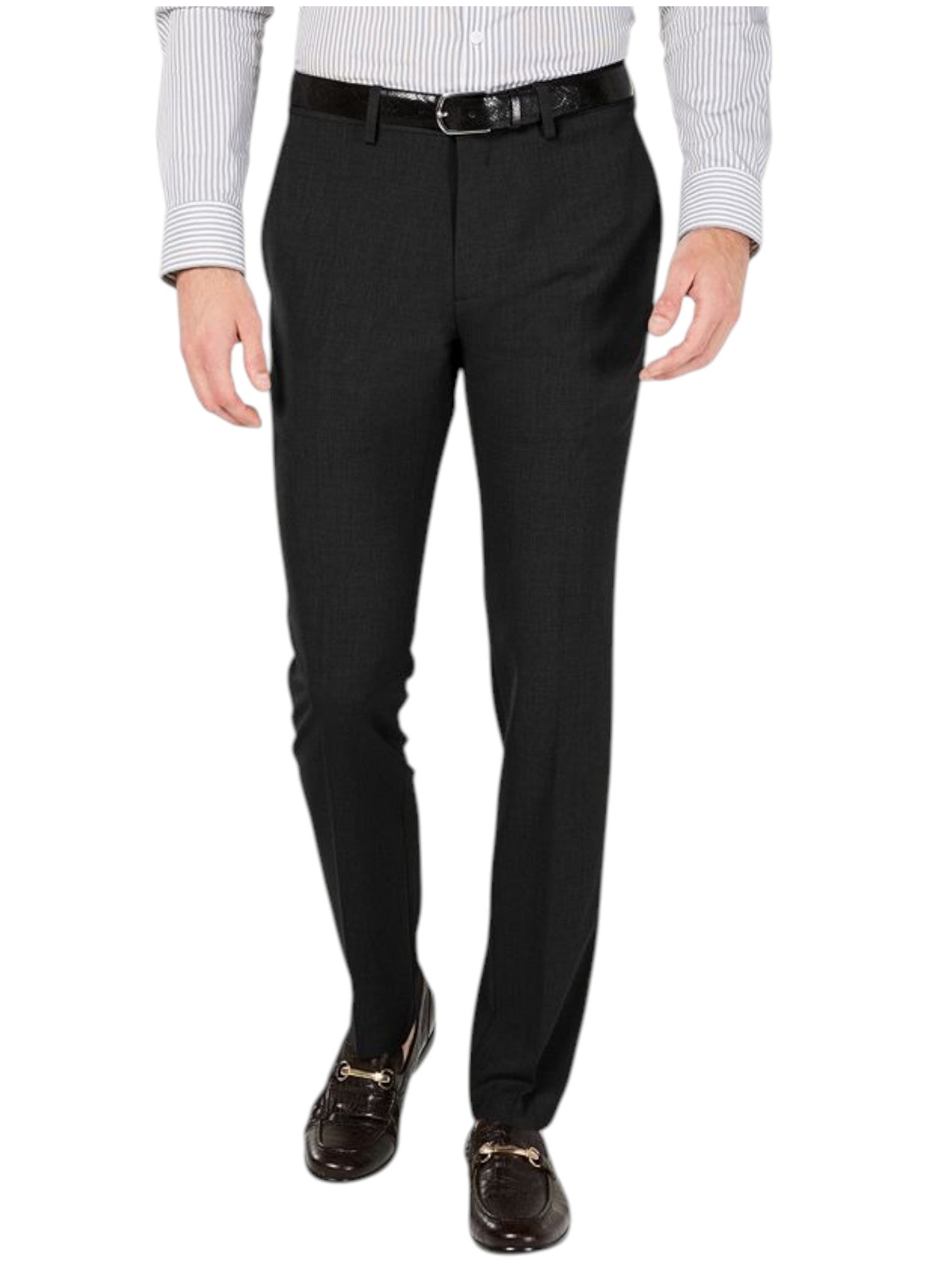 Kenneth Cole Mens Slim fit Dress Pants 31 / 30 Black Solid Stretch