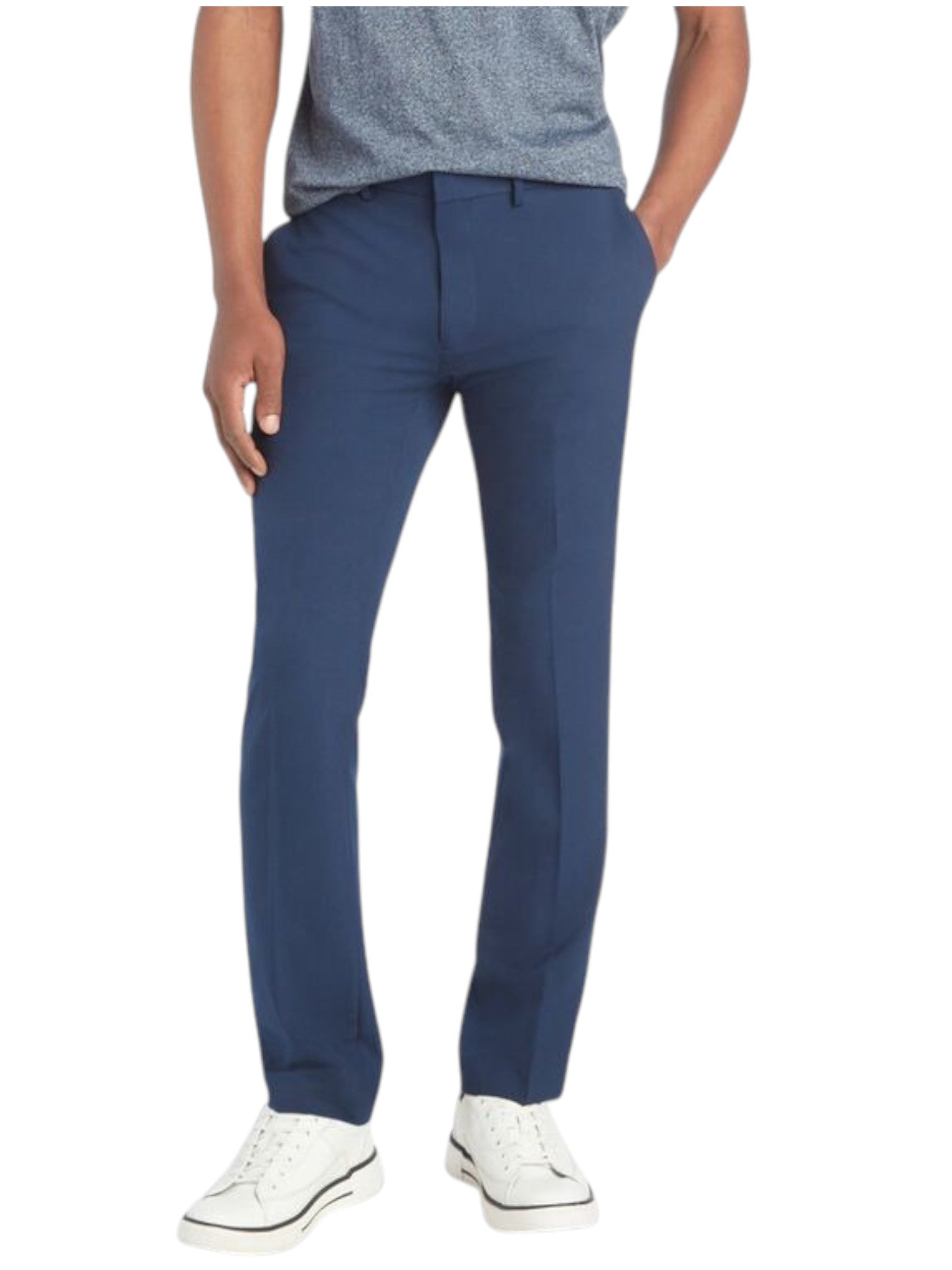 Kenneth Cole Mens Slim fit Dress Pants 34 / 32 Navy Blue Solid Stretch