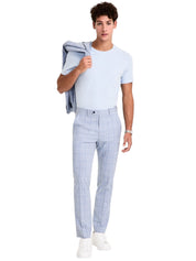 Alfani Mens Slim fit Dress Pants 34 / 34 Light Blue Plaid