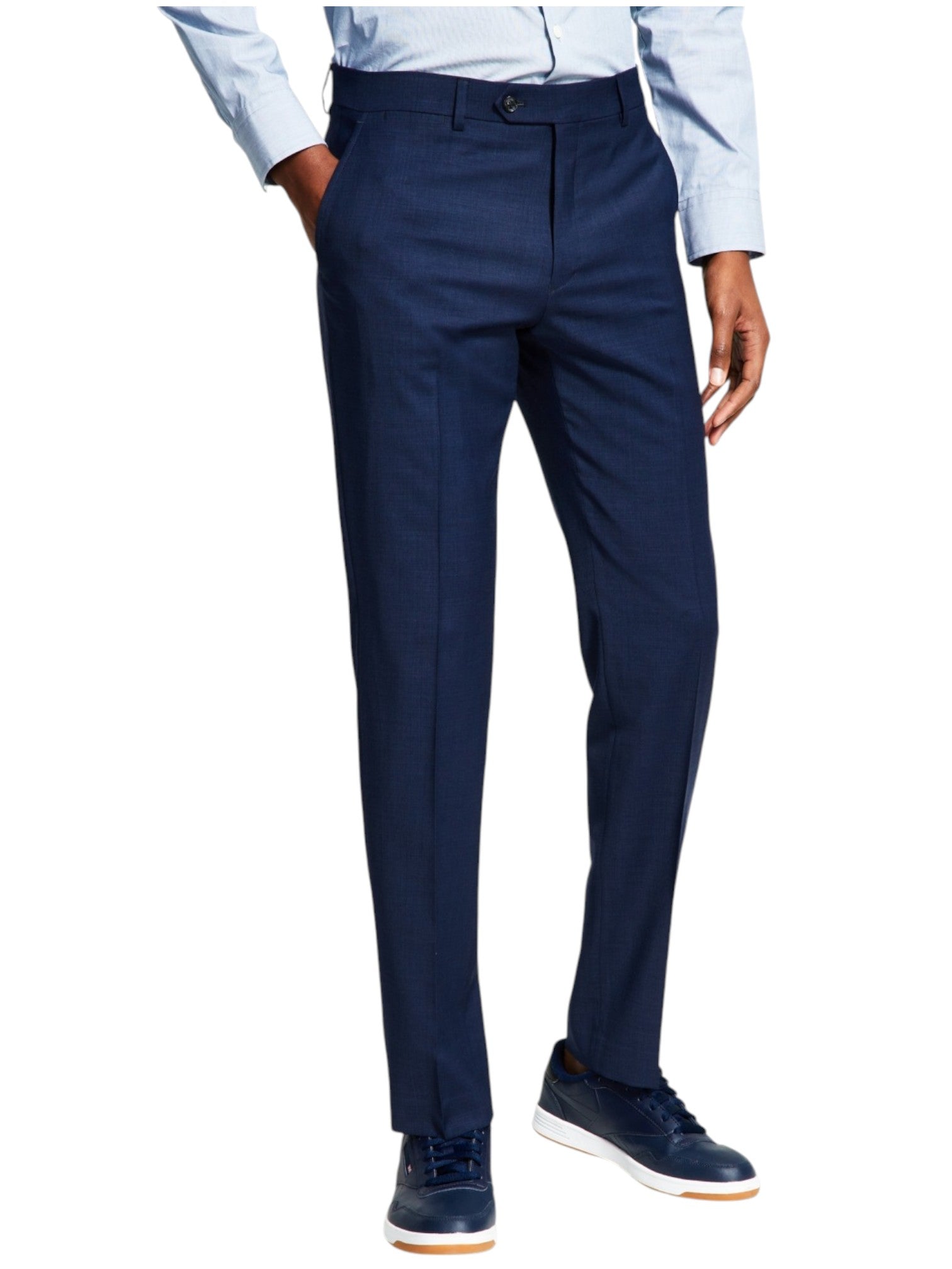Tommy Hilfiger Mens Modern fit Dress Pants 34 / 29 Navy Blue Solid Stretch Wool