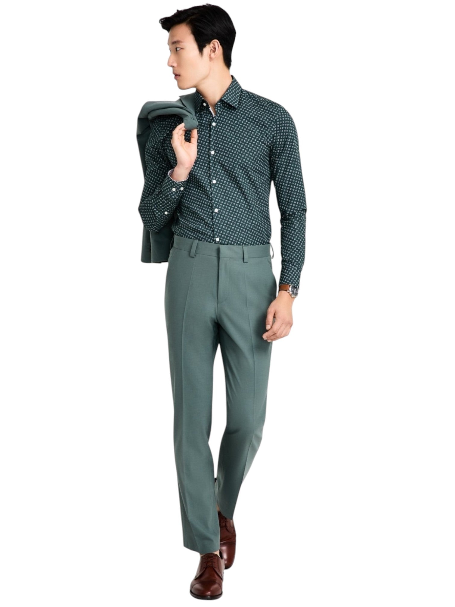Hugo Boss Mens Modern fit Dress Pants 32 / 32 Green Solid