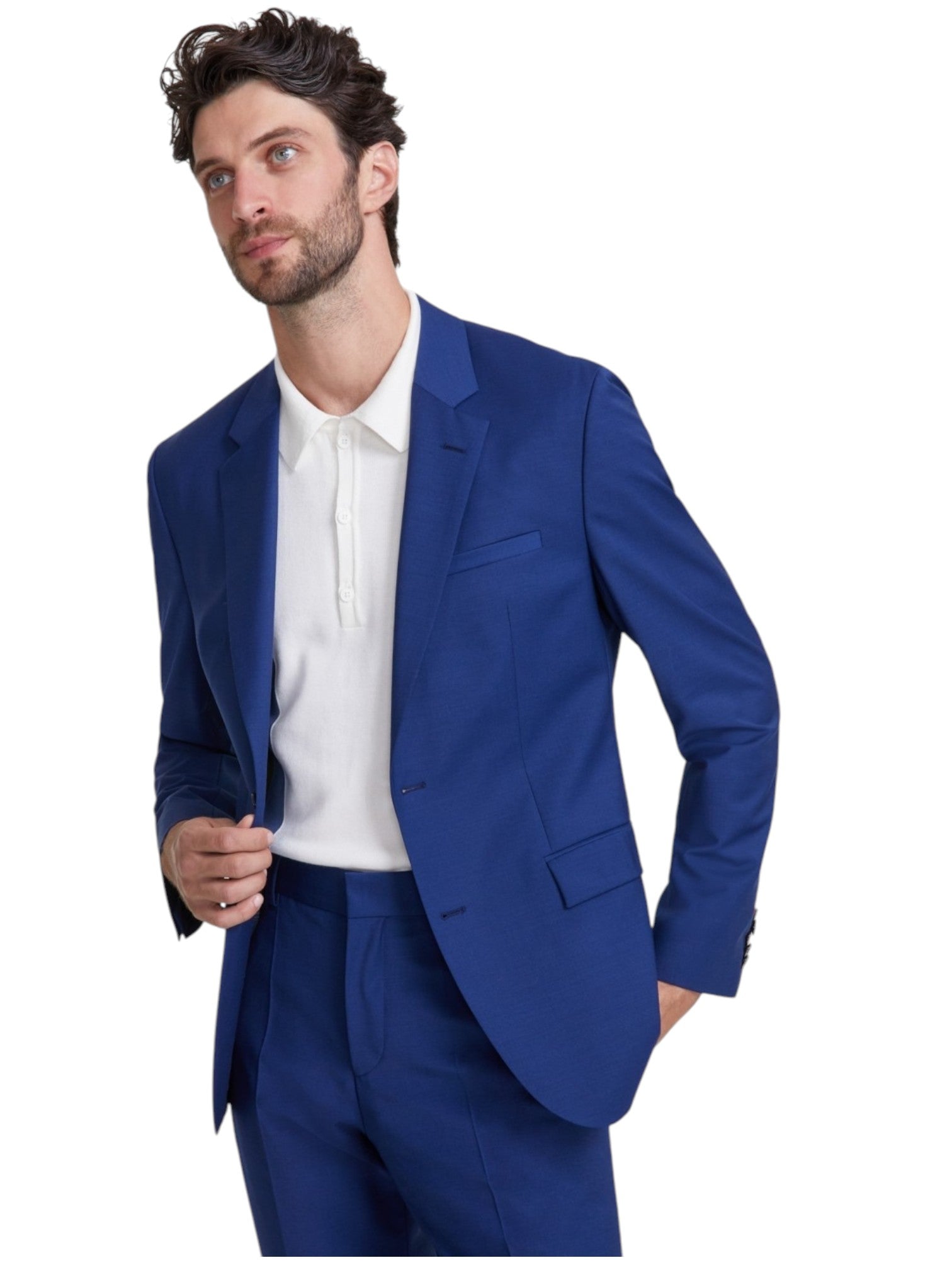 Hugo Boss Mens Modern fit Suit Jacket Blazer 40 R Blue Solid Wool