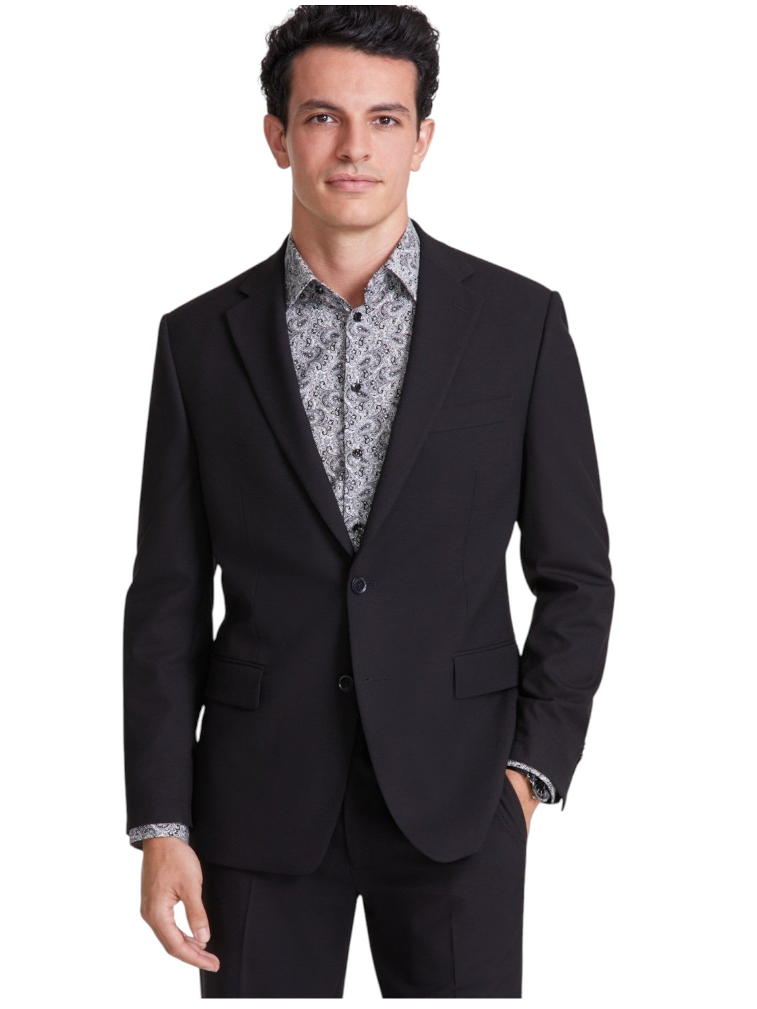 Tallia Mens Classic fit Suit Jacket Blazer 48 L Black Solid