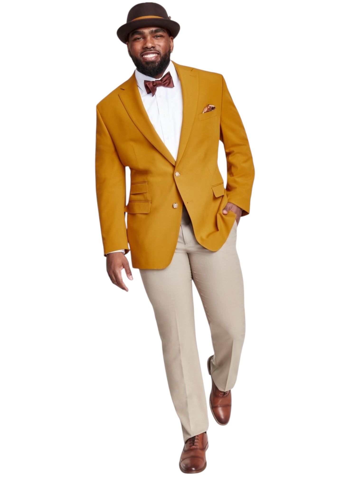 Tayion Mens Classic fit Sport Coat Blazer 44 L Yellow Solid