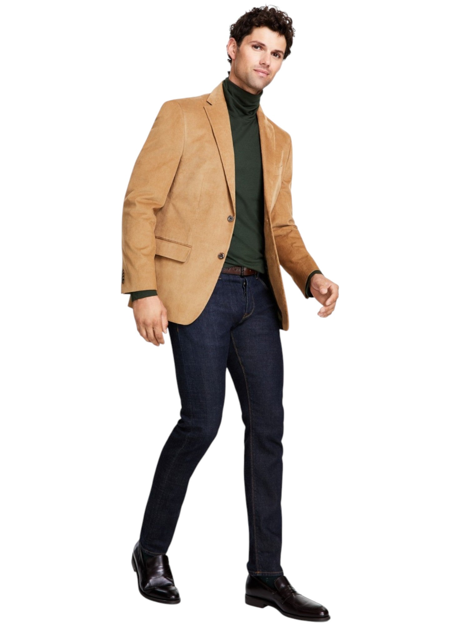 Tommy Hilfiger Mens Modern fit Corduroy Sport Coat Blazer 40 L Beige Solid