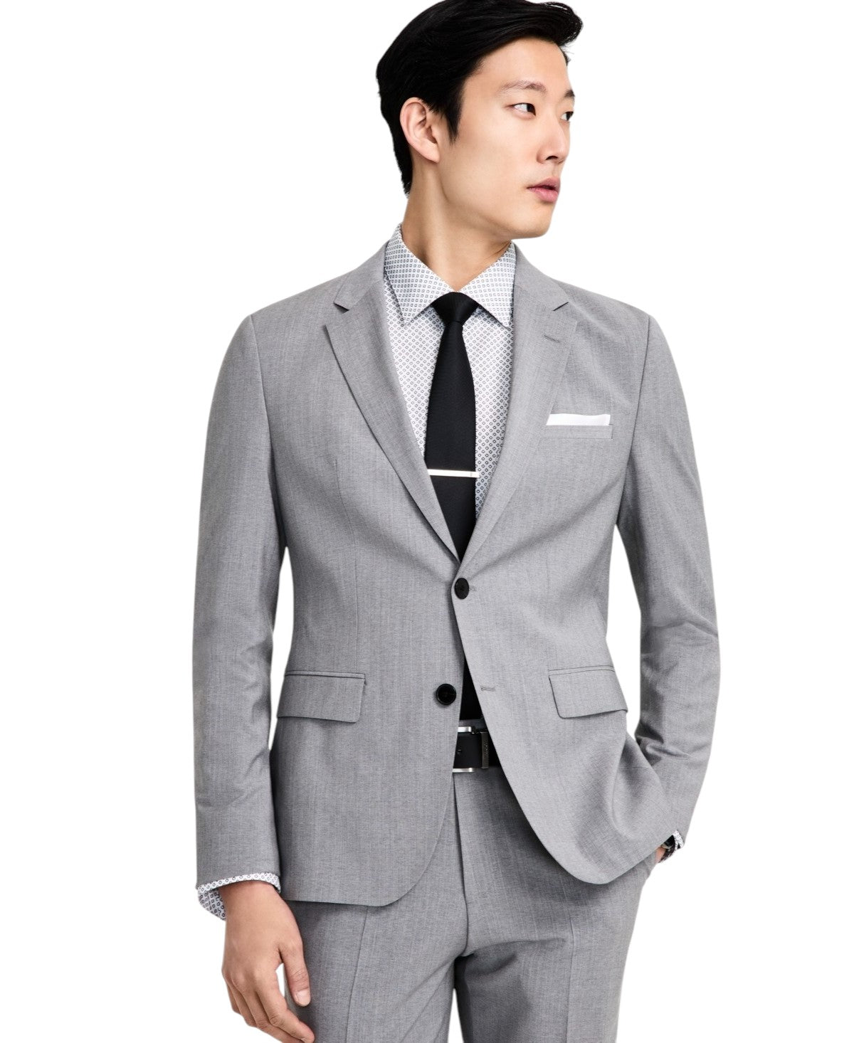 Hugo Boss Mens Modern fit Suit Jacket Blazer 42 S Light Grey Solid