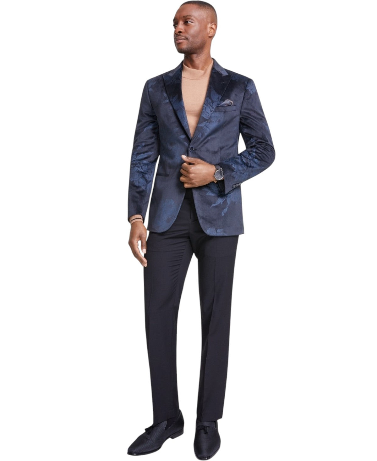 Tallia Mens Slim fit Sport Coat Blazer 38 R Black Floral