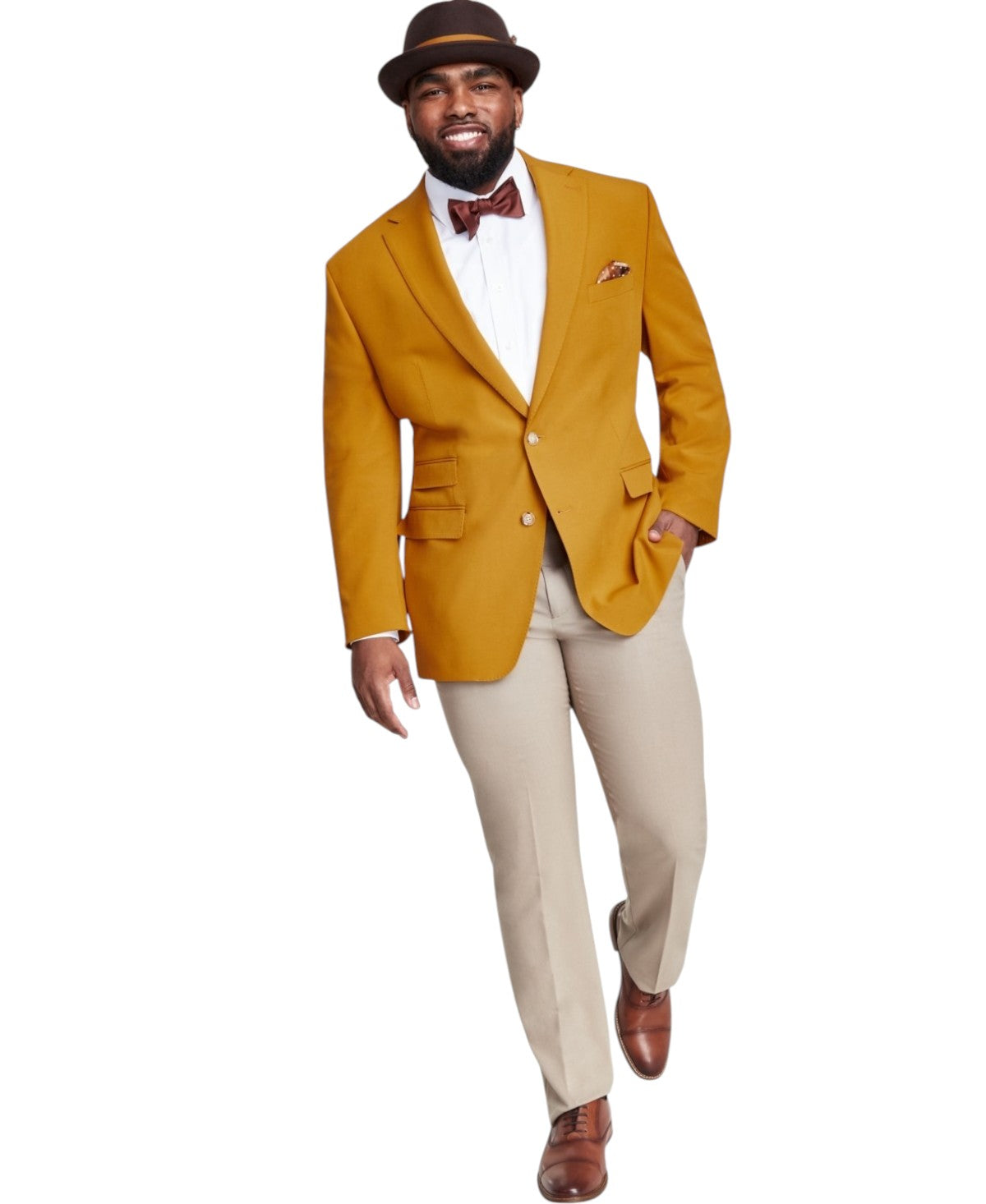 Tayion Mens Classic fit Sport Coat Blazer 46 R Yellow Solid