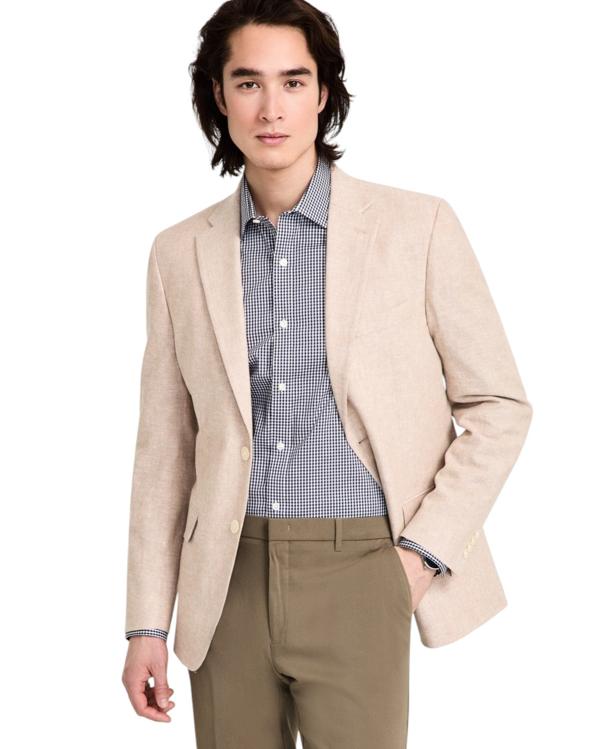 Tommy Hilfiger Mens Modern fit Sport Coat Blazer 40 R Beige Linen