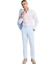 Bar Iii Mens Slim fit Dress Pants 34 / 34 Light Blue Solid Stretch Linen