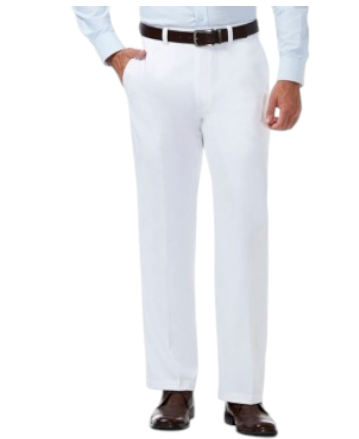 Haggar Mens Classic fit Dress Pants 34 / 32 White Solid Stretch
