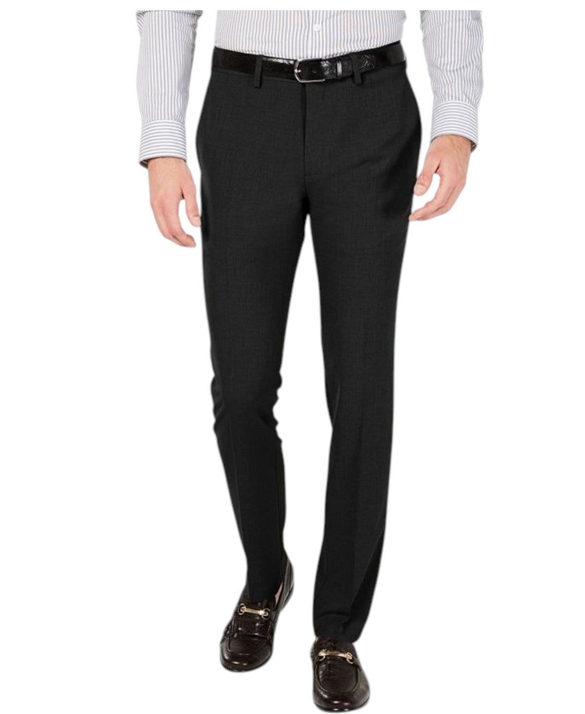 Kenneth Cole Mens Slim fit Dress Pants 38 / 30 Black Solid Stretch