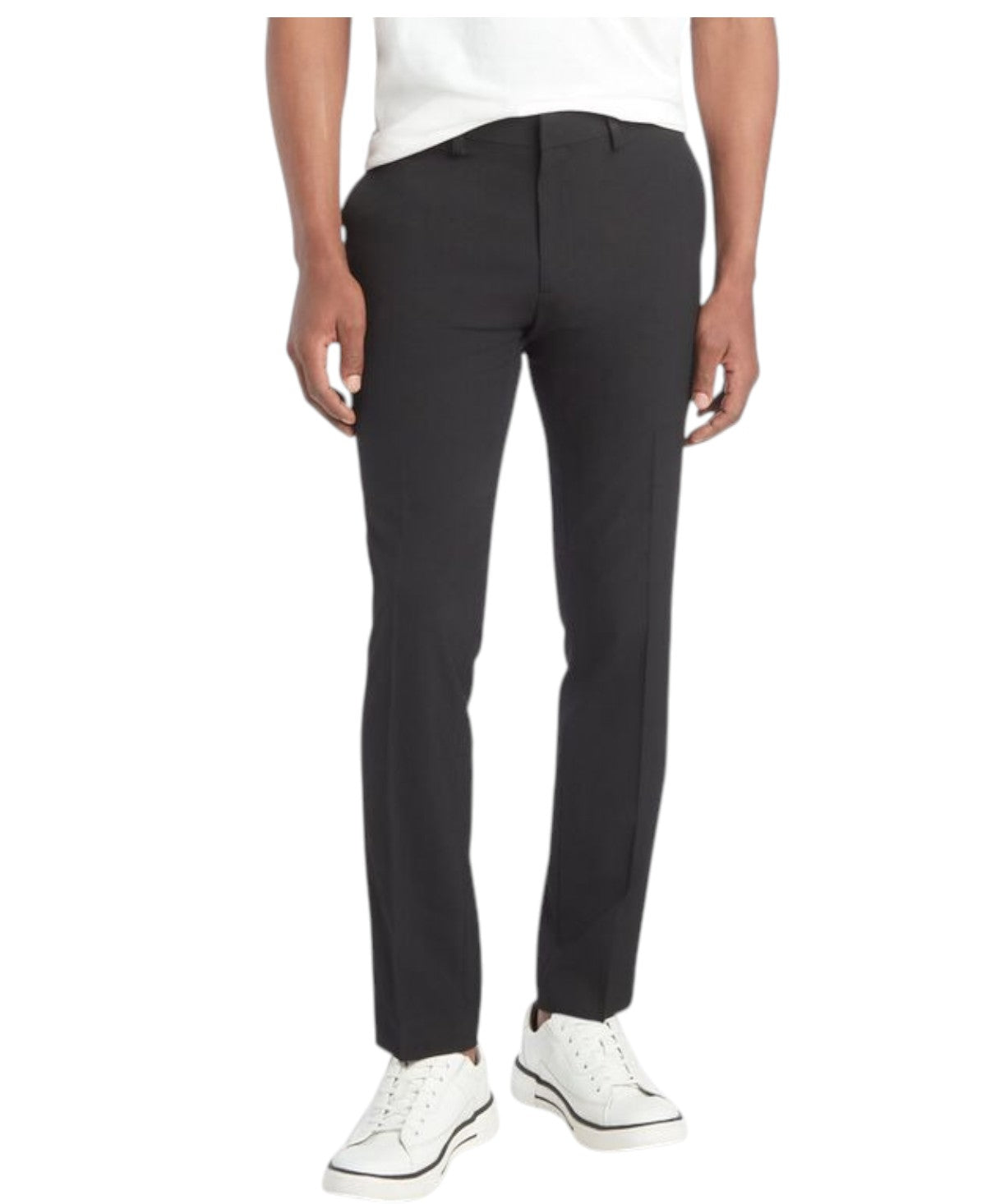 Kenneth Cole Mens Slim fit Dress Pants 36 / 29 Black Solid Stretch