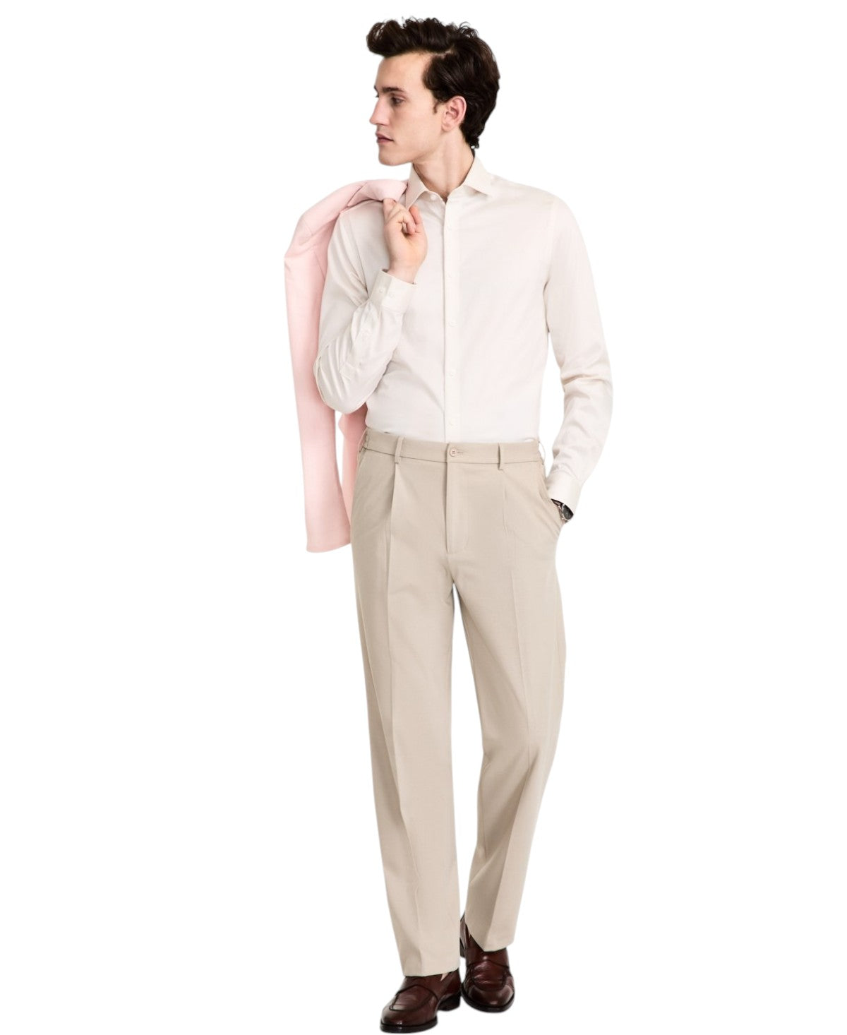 Tommy Hilfiger Mens Relaxed fit Dress Pants 34 / 34 Beige Solid