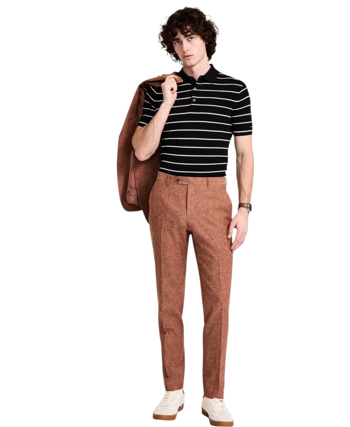Tommy Hilfiger Mens Modern fit Dress Pants 42 / 32 Red Solid Linen