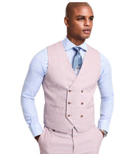 Tayion Mens Regular fit Double Breasted Button-Up Suit Vest Medium Pink Stretch