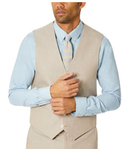 Tommy Hilfiger Mens Modern fit Button-Up Suit Vest Medium Beige Stretch