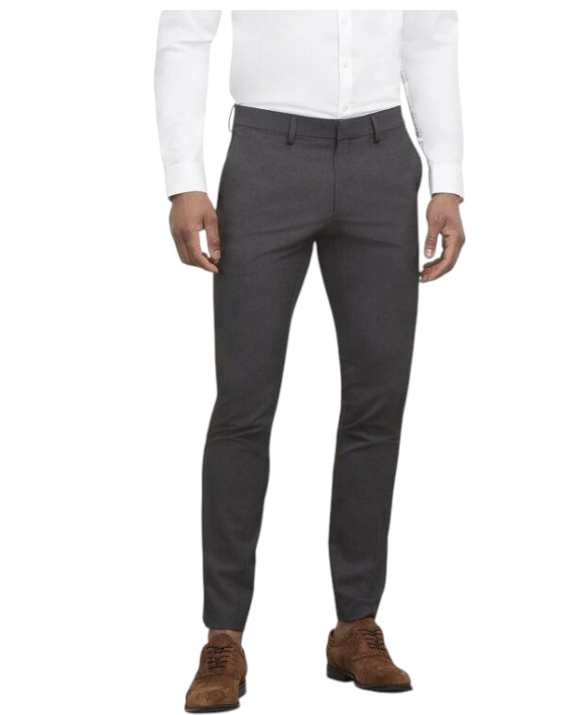 Kenneth Cole Mens Skinny fit Dress Pants 31 / 30 Charcoal Grey Solid Stretch