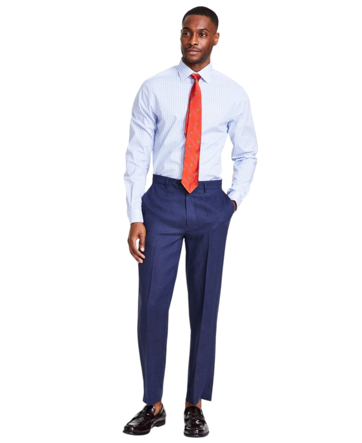Nautica Mens Modern fit Dress Pants 34 / 32 Navy Blue Solid