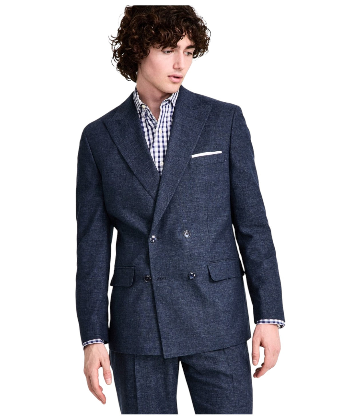 Tommy Hilfiger Mens Modern fit Double Breasted Suit Jacket Blazer 44 R Blue