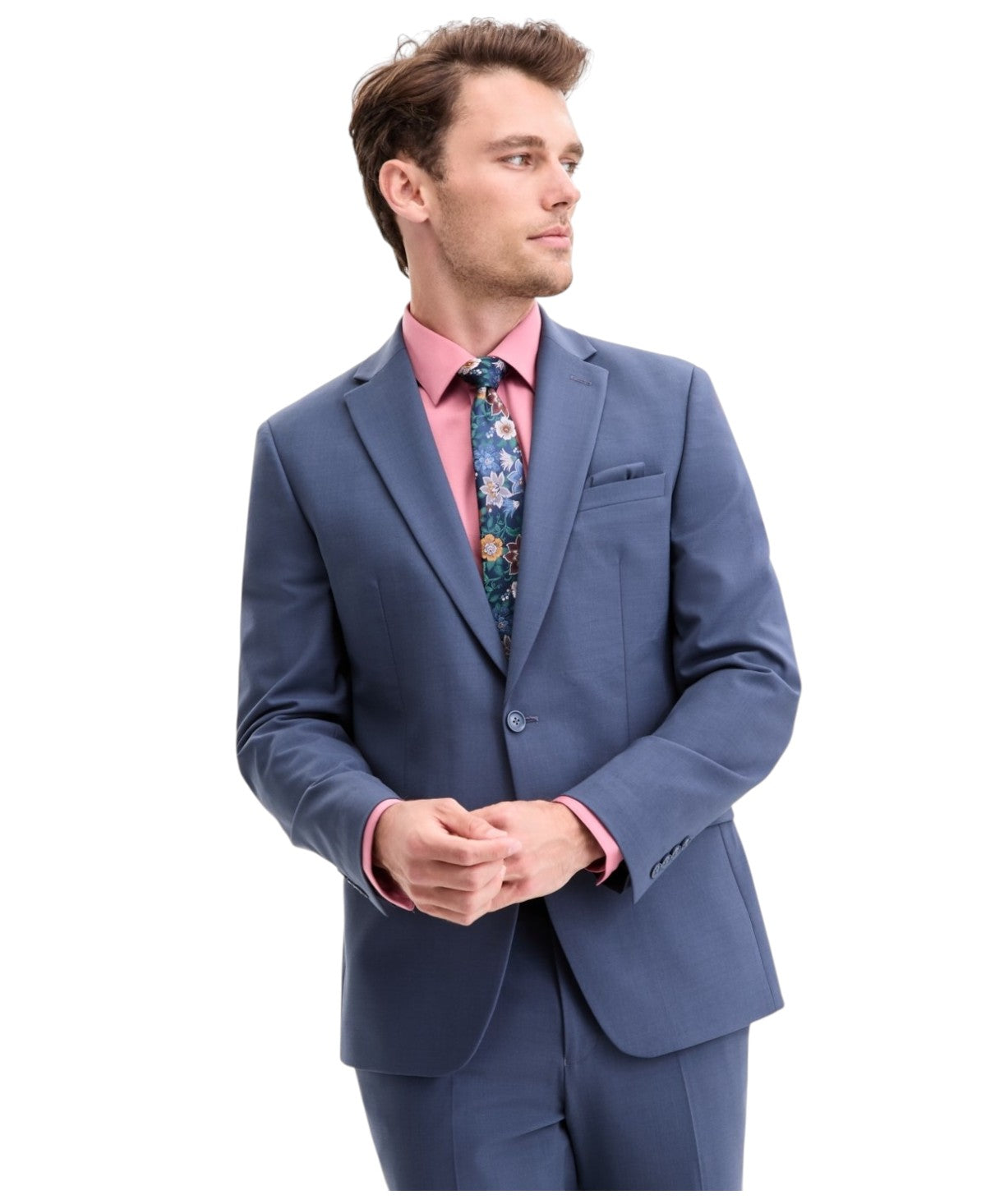 Bar Iii Mens Slim fit Suit Jacket Blazer 44 R Blue Solid Wool