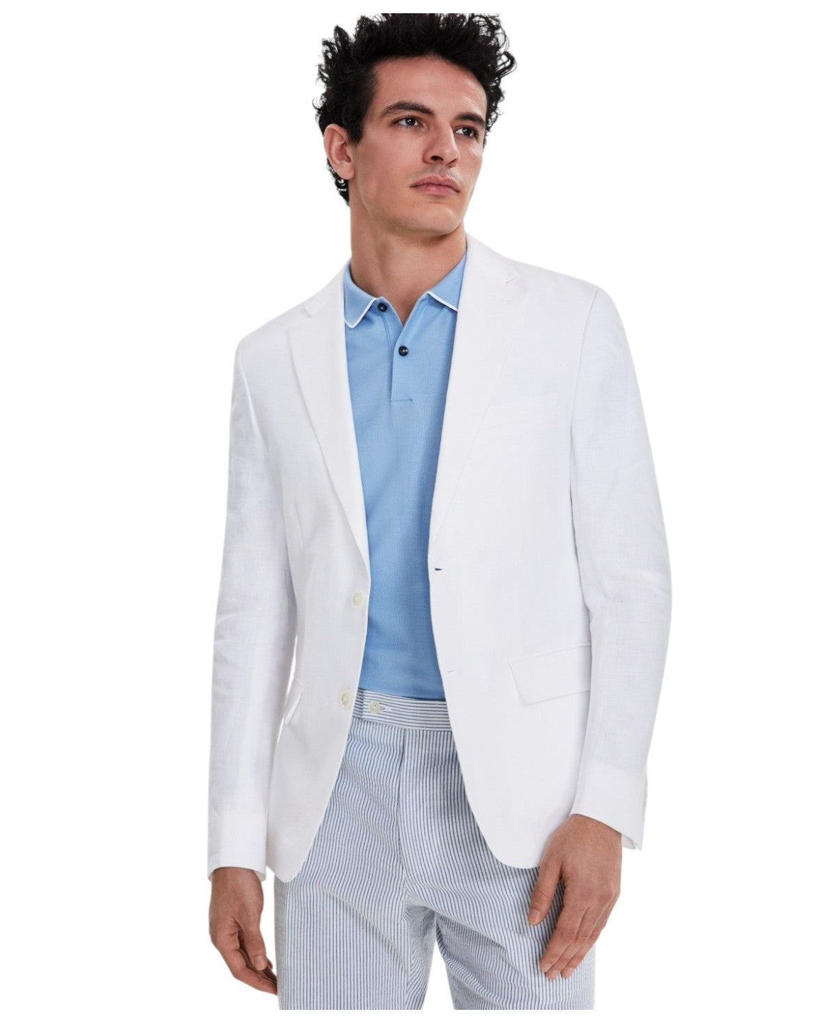 Tommy Hilfiger Mens Modern fit Suit Jacket Blazer 38 R White Solid Linen