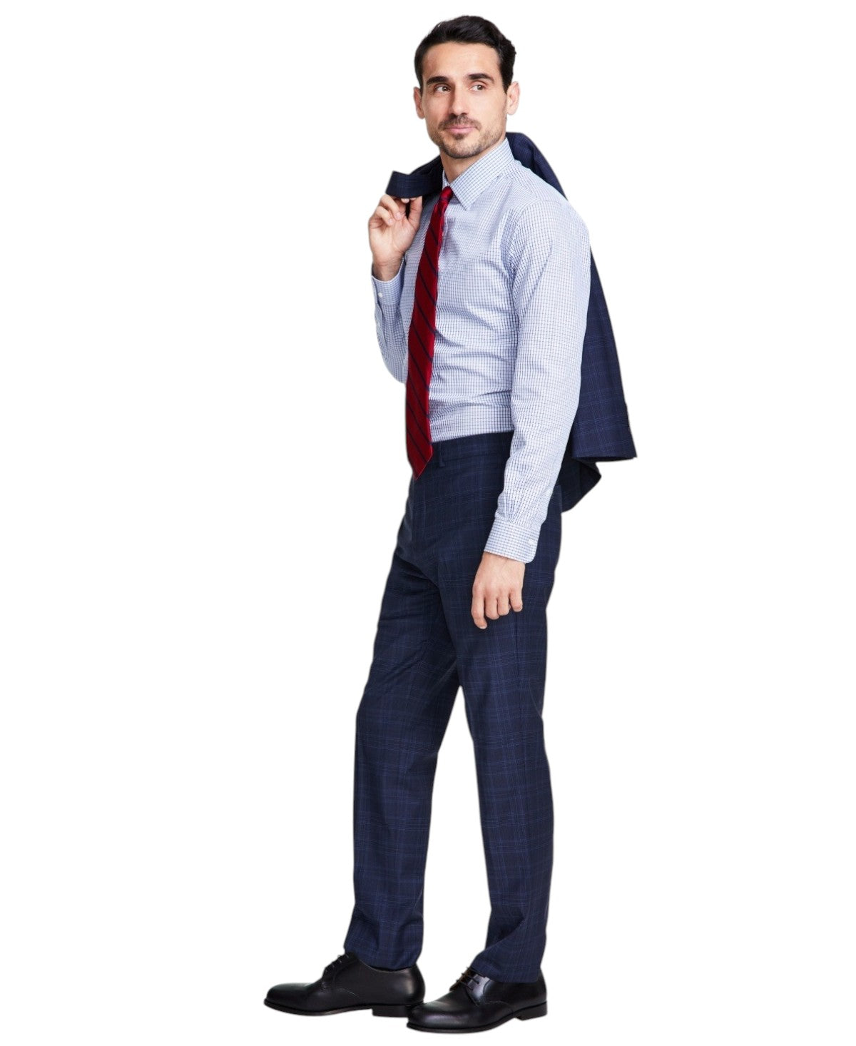 Brooks Brothers Mens Classic fit Dress Pants 36 / 32 Navy Blue Plaid Stretch