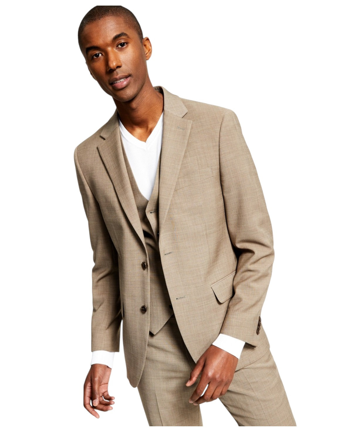 Tommy Hilfiger Mens Modern fit Suit Jacket Blazer 40 S Beige Solid Stretch