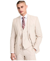 Bar Iii Mens Slim fit Suit Jacket Blazer 38 S Beige Solid Linen