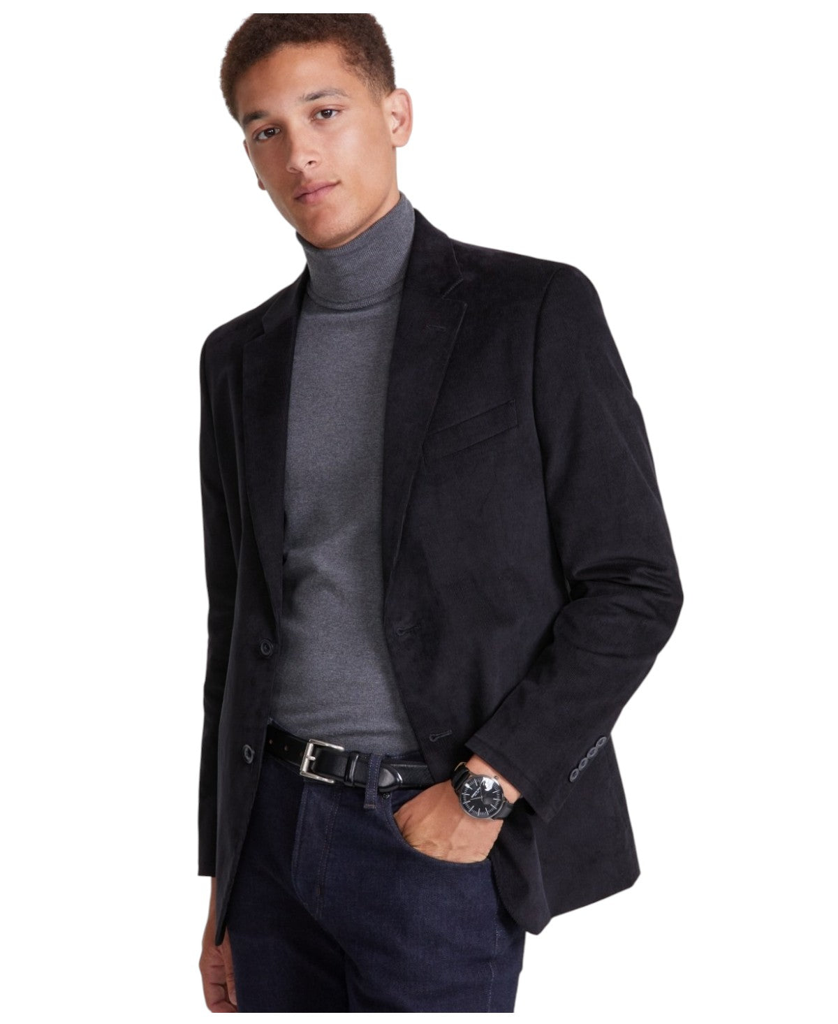 Nautica Mens Modern fit Sport Coat Blazer 40 R Black Solid Stretch