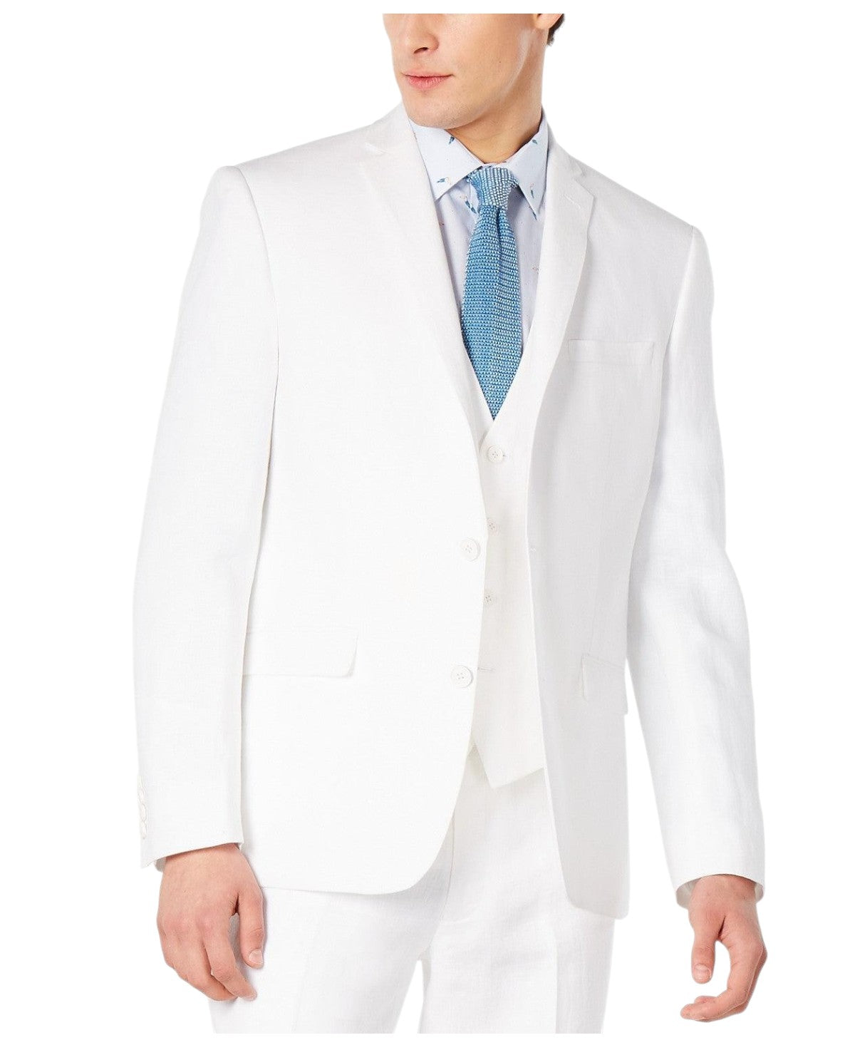 Bar Iii Mens Slim fit Suit Jacket Blazer 36 R White Solid Linen