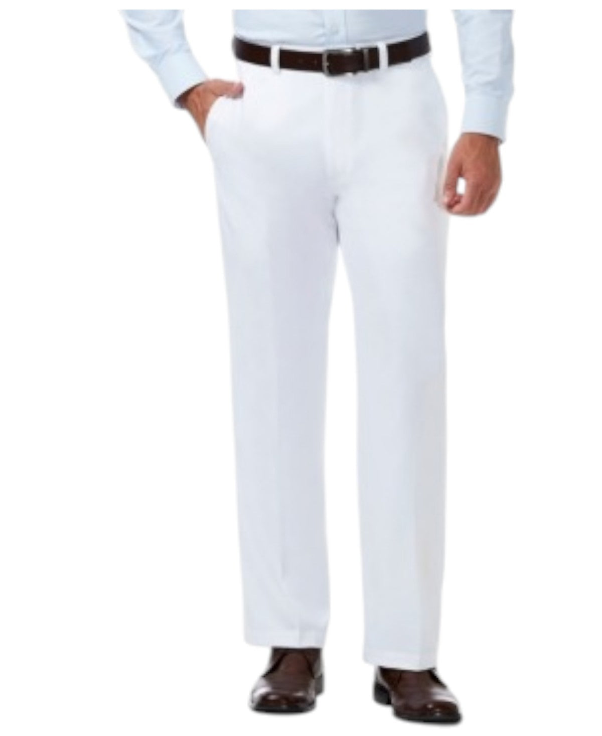 Haggar Mens Classic fit Dress Pants 38 / 30 White Solid