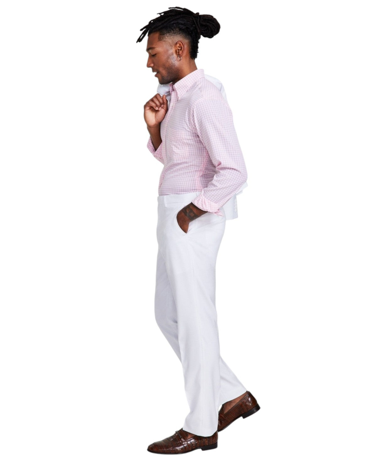 Tayion Mens Classic fit Dress Pants 42 / 30 White Solid