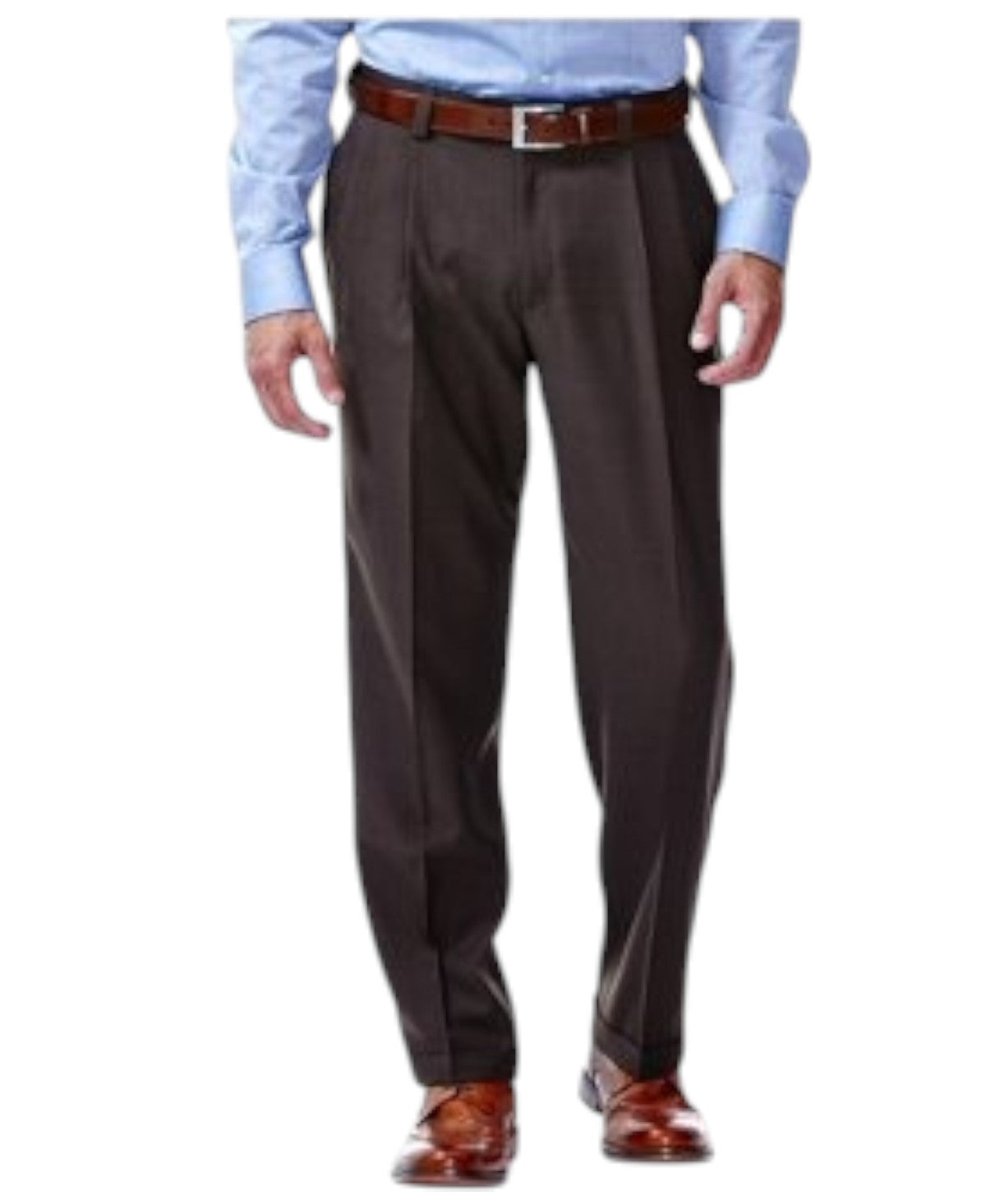 Haggar Mens Classic fit Dress Pants 34 / 32 Brown Solid