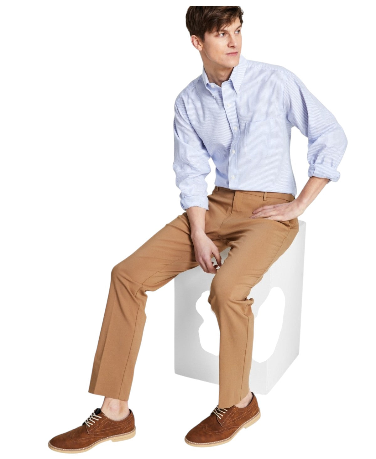 Tommy Hilfiger Mens Modern fit Dress Pants 34 / 30 Brown Solid Stretch
