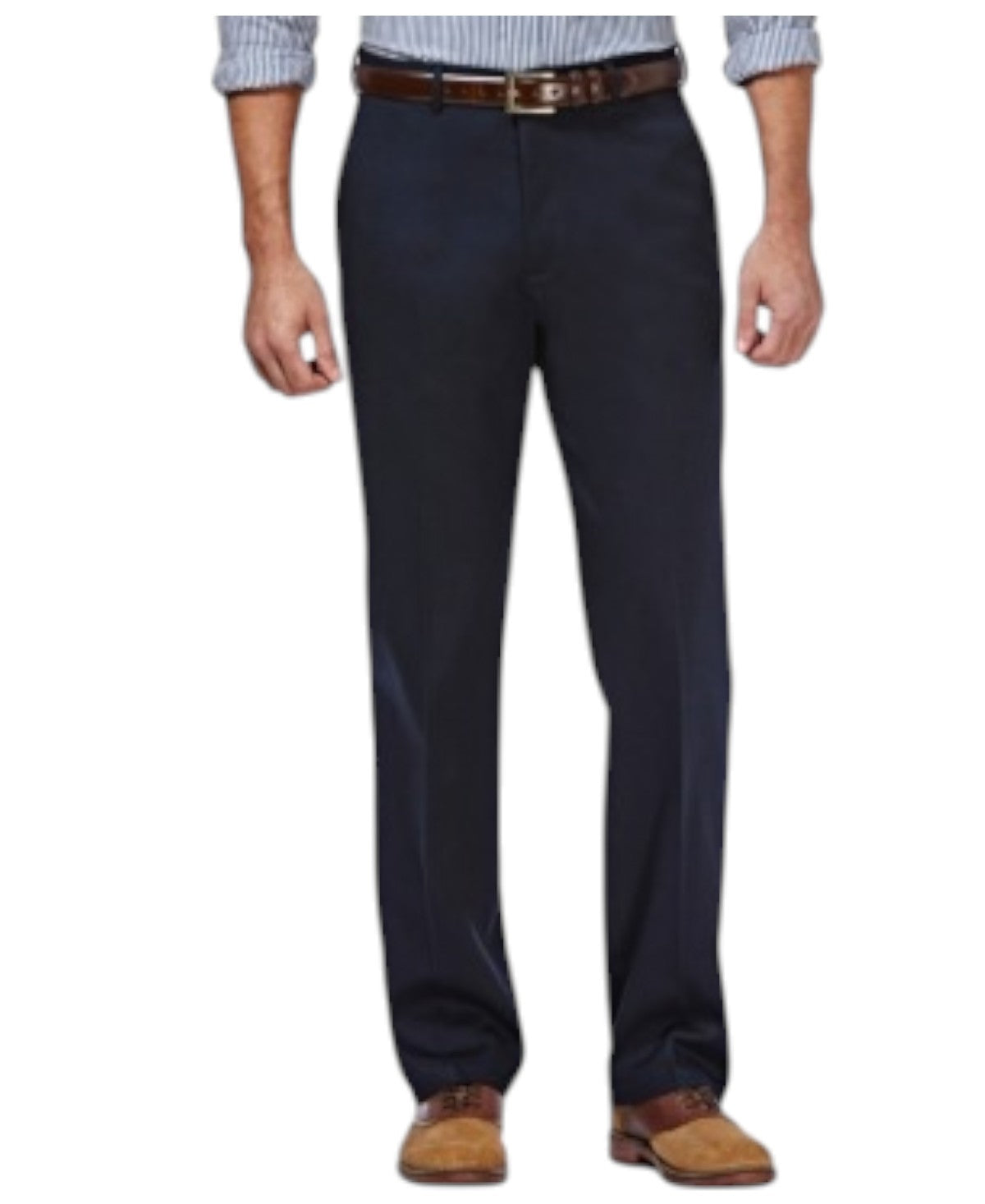 Haggar Mens Classic fit Dress Pants 38 / 30 Navy Blue Solid Stretch