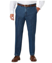 Haggar Mens Classic fit Dress Pants 46 / 32 Denim Blue Solid Stretch