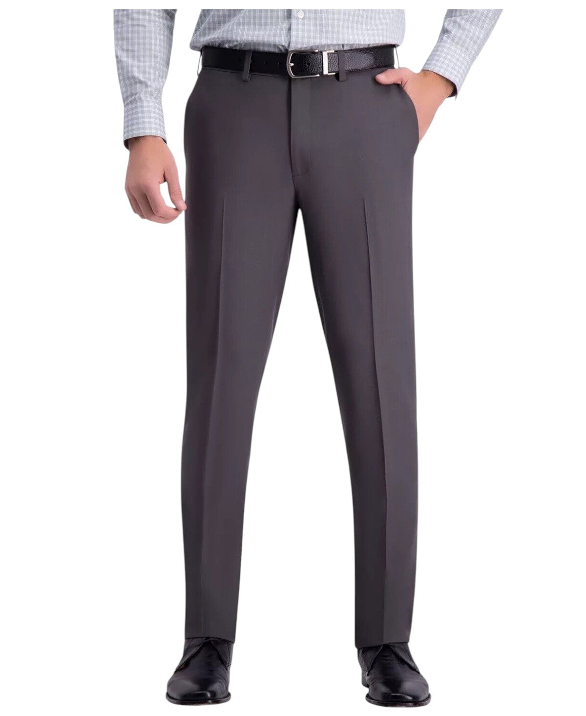 Haggar Mens Slim fit Dress Pants 32 / 30 Charcoal Grey Solid Stretch